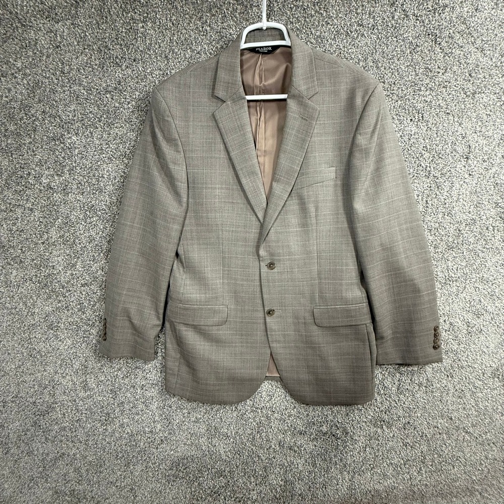 Jos. A. Bank Traveler Mens 42L Gray Glen Plaid Wool Blend Tailored Sport Coat